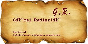 Gácsi Radiszló névjegykártya